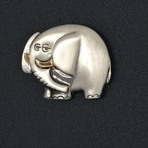 VTG FAF Diane Fafard 18k Gold Plated Pewter Elephant Brooch - Maximalist Art